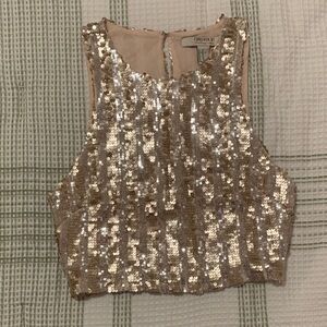 Forever 21 Glittering Sequin Crop Top - Gold